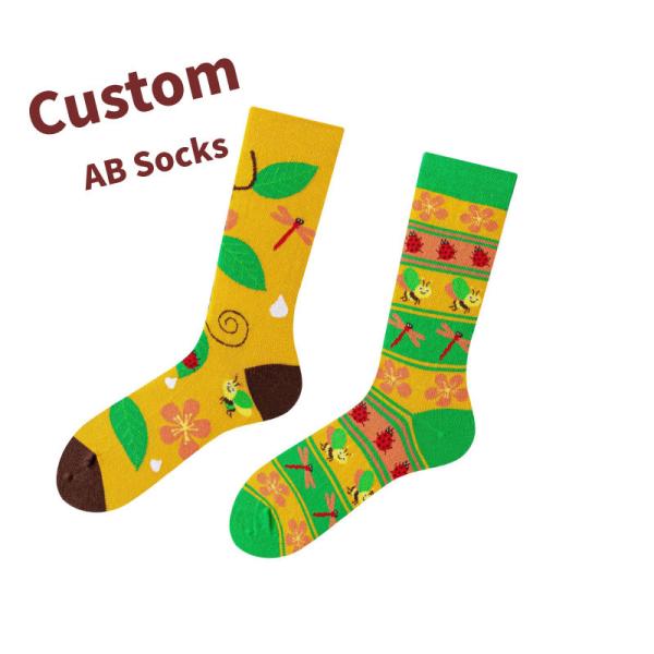New Couple AB Custom Jacquard Socks Custom Design Combed Cotton Happy Socks Unisex