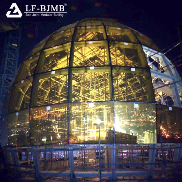 Prefabricated Space Frame Light Steel Structure skylight Buildings Construction Glass Dome Roof