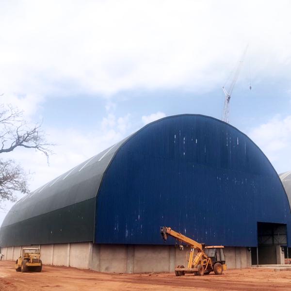 Large span structural roof coal storages shed steel space frame barrel coal bunker