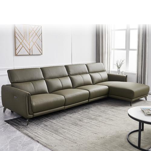Italian Minimalist Chaise Longue Leather Sofa Side Carrying Usb Electric Button L-Shaped Chaise Longue Function Sofa