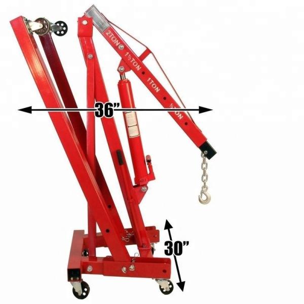 Manual Hydraulic Foldable Shop Crane , Lifting Arm Crane Compact Storage 2ton shop crane engin hoist mobile crane