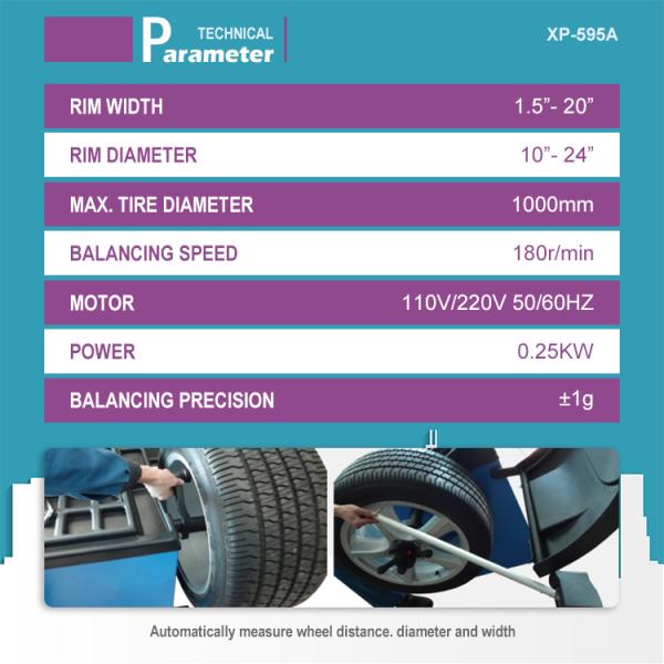 Car Auto Wheel Balancer 0.25KW Maintenance Garage Equipment