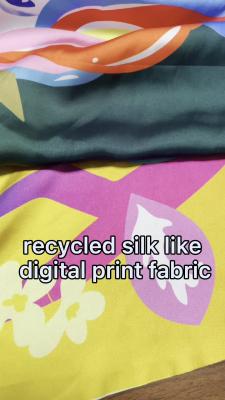 OEM soft smooth digital printing recycled satin silk like 50D polyester fabric for scarf