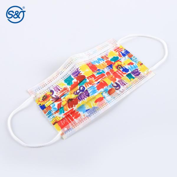S&J 3 ply disposable printed face mask african custom logo printed medical surgical face mask printed