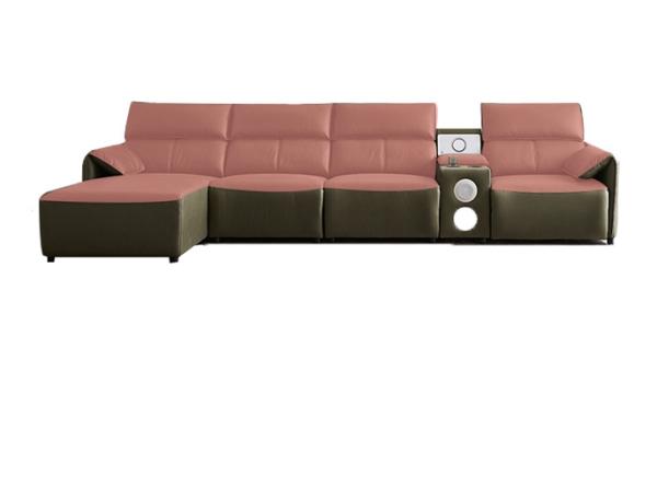 First Layer Cowhide Three-Seat Functional Dark Green Sofa Living Room Leather Art Furniture Electric Sofa