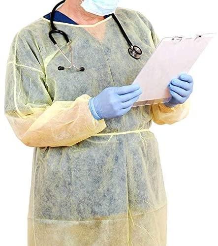 S&J Disposable medical isolation protective gown pp non woven material yellow isolation gowns