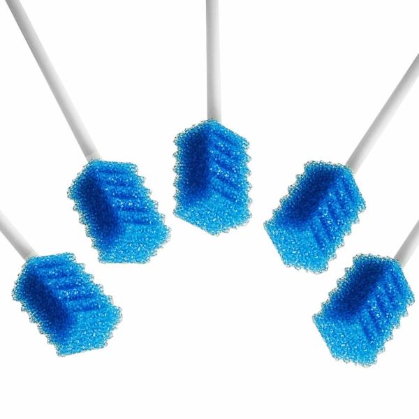Disposable Dental Sponge Swabs Oral Hygiene White Swabs Teeth Whitening Plastic Handle