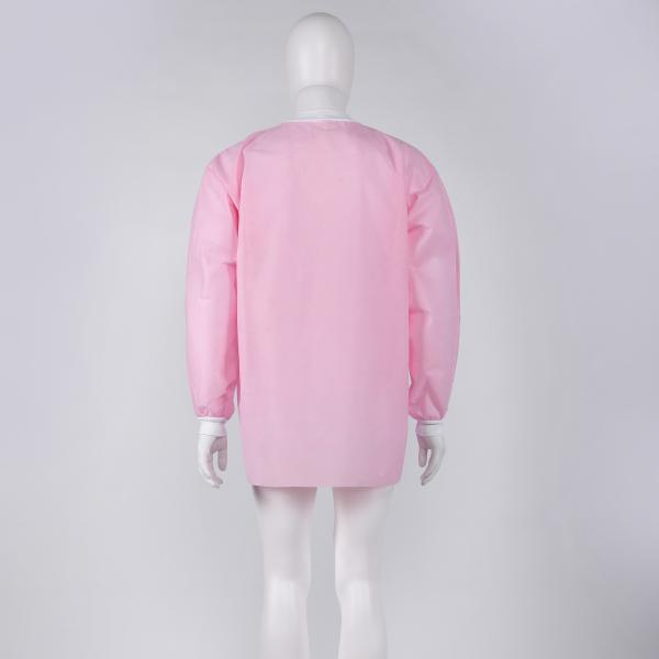 S&J Wholesale dental pink disposable hospital gown non woven women lab jacket Breathe Cool and Strong, No-Wrinkle Lab jacket