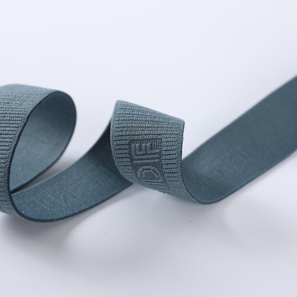 Custom debossed logo elastic waist band jacquard designer printed nylon polyester elastic webbing ribbon for clothing