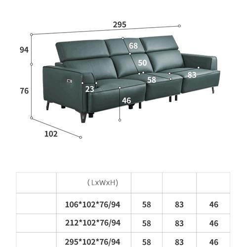 New Italian Style First Layer Cowhide Functional Modern Minimalist Manual Headrest Metal High Leg Leather Sofa
