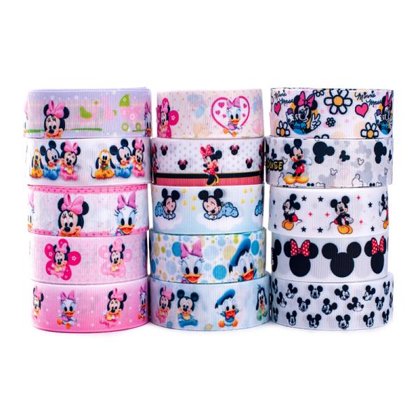 wholesale 75mm Cartoon princess pattern for baby kids decoration heat transfer grosgrain printed ribbon