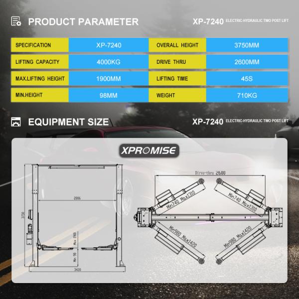 24V Safety Control Hydraulic Post Lift Portable 2 Post Car Lifts For Home Garage