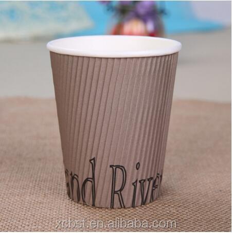 9oz 260ml Kraft Triple Insulated Ripple Wall Paper Cup For Hot Drink