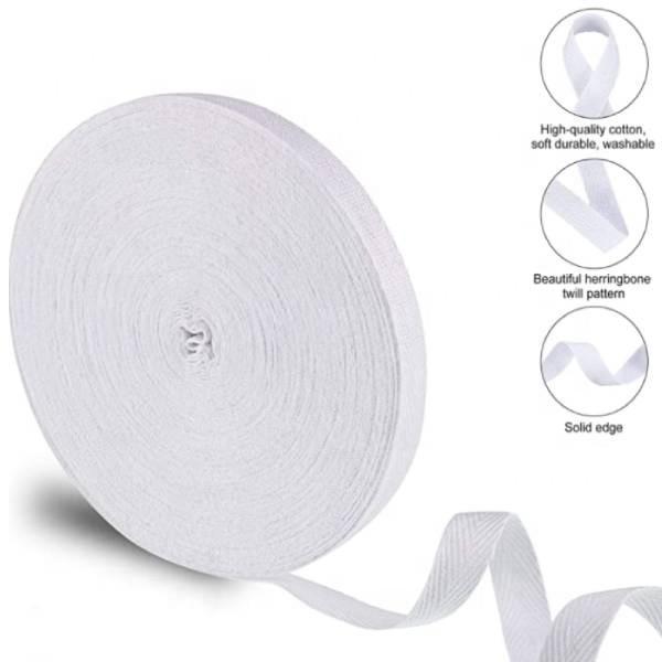 1 inch Wide Flat Cotton Herringbone Cords for Knit Sewing Natural Cotton Stripes Ribbon