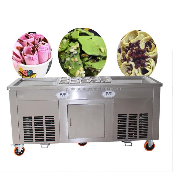 Stainless steel double square pan fried ice cream roll machine Commercial flat pan fry ice cream roll machine