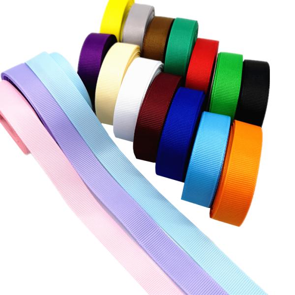 China Factory 196 Colors 3-100 MM Width Stocked Polyester Solid Color Grosgrain Ribbon 50mm