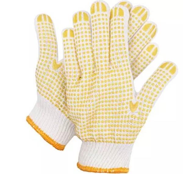 7Gauge White Polycotton Liner PVC Dotted Gloves DOTTED-W