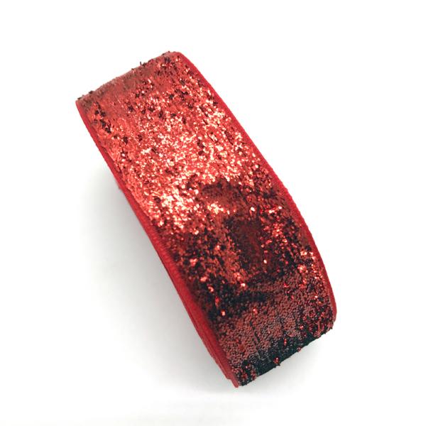 Colorful fashion shiny glitter elastic velvet ribbon