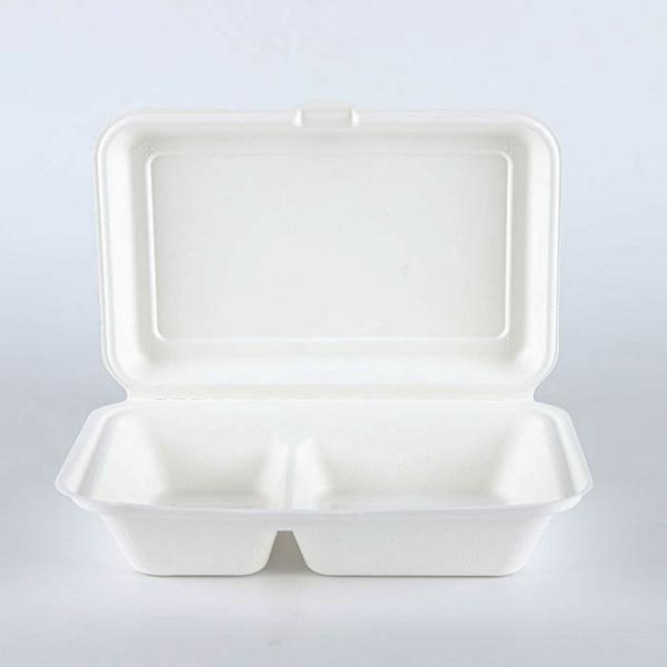 2020 Renewable Natrual fiber sugar cane burger snack dinner 2 containers food packaging clam shell