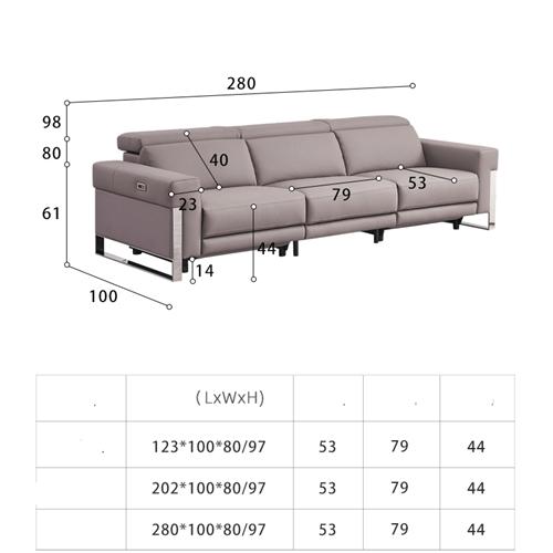 New Leather Art Functional Sofa Metal Frame Modern Minimalist Usb Leather Electric Sofa In-Line Combination