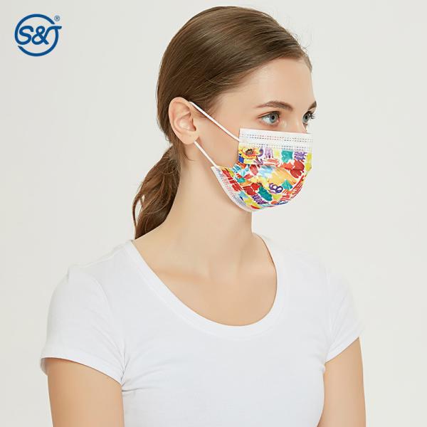Fashion printing Tie-dye Anti Odor 3ply Disposable Non Woven Printed Face Mask Protective Face Mask Medical/ Dental mask