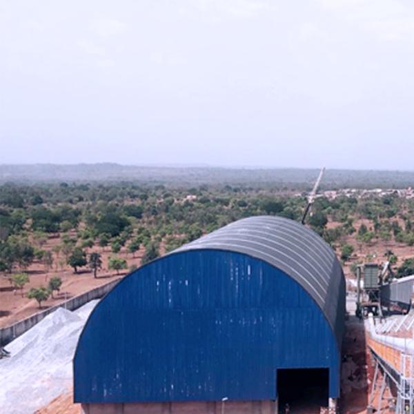 Large span structural roof coal storages shed steel space frame barrel coal bunker