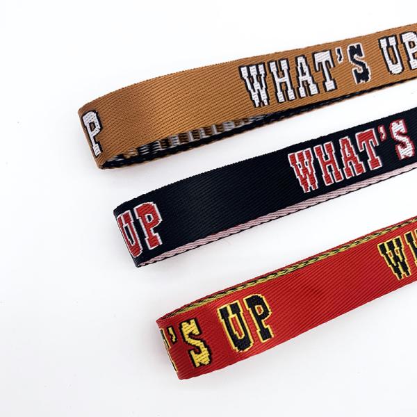 Low moq print polyester woven webbing sublimation custom lanyards jacquard nylon webbing for bag webbing strap