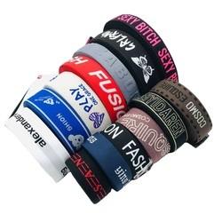 Customized own logo pattern Polyester Woven Knitted Jacquard Soft Elastic Band For Underwear Boxer Shorts Waistband Belt
