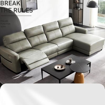 2022 Head Laminated Textured Cowhide Sofa Italian Minimalist Living Room Corner Function Sofa Modern Minimalist