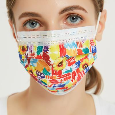 Fashion printing Tie-dye Anti Odor 3ply Disposable Non Woven Printed Face Mask Protective Face Mask Medical/ Dental mask