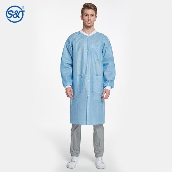 Wholesale SMS disposable medical lab coat Non woven dental hospital doctor lab coats with elastic cuff