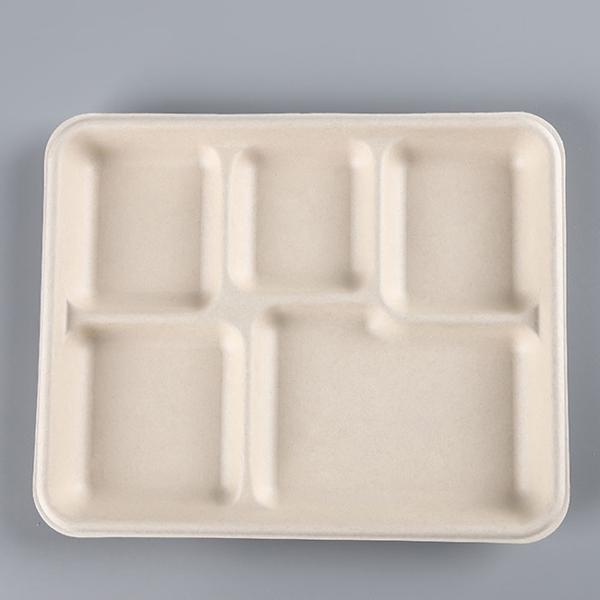 Fiber 5 Section Compartment Biodegradable Disposable Tray Hot Selling