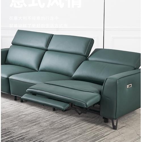 New Italian Style First Layer Cowhide Functional Modern Minimalist Manual Headrest Metal High Leg Leather Sofa
