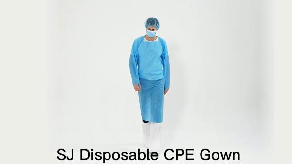 S&J Surgical Gown Doctor Disposable Hospital Uniform Medical Grade 510K CPE Isolation Gown with Thumb-Loop Long Sleeve Back Open