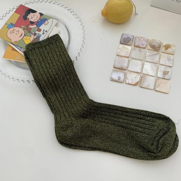 Women's long socks spring and autumn golden silver silk   socks breathable glitter colored shiny fashion women socks