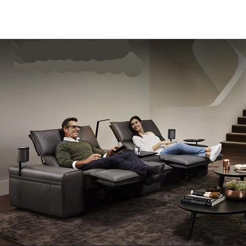 New Italian Minimalist Leather Coffee Table Sofa Combination Electric Smart Home Theater Audio-Visual Room Sofa