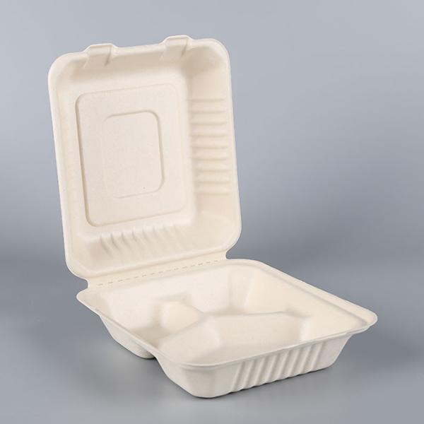 Eco-friendly natural sugarcane pulp restaurant catering food packaging containers
