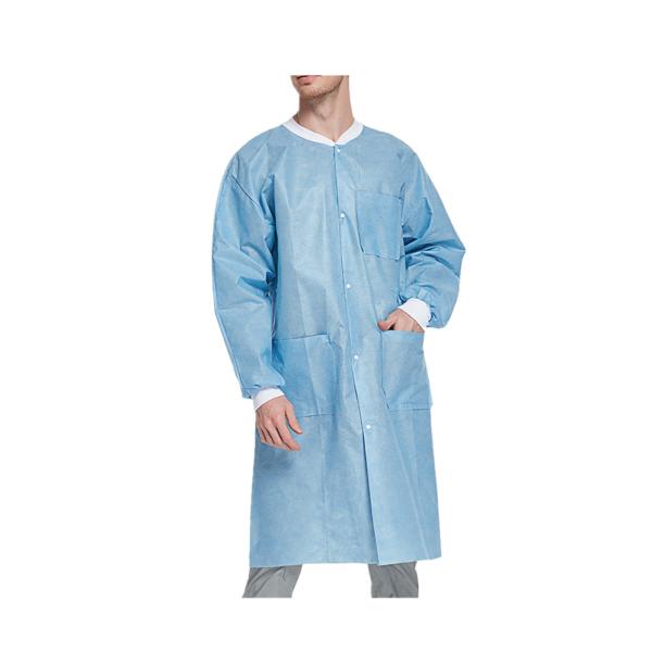 cheap Non-sterile SMS disposable lab coat Medical non woven Lab Coat Isolation gown GB18401-2010 Class B