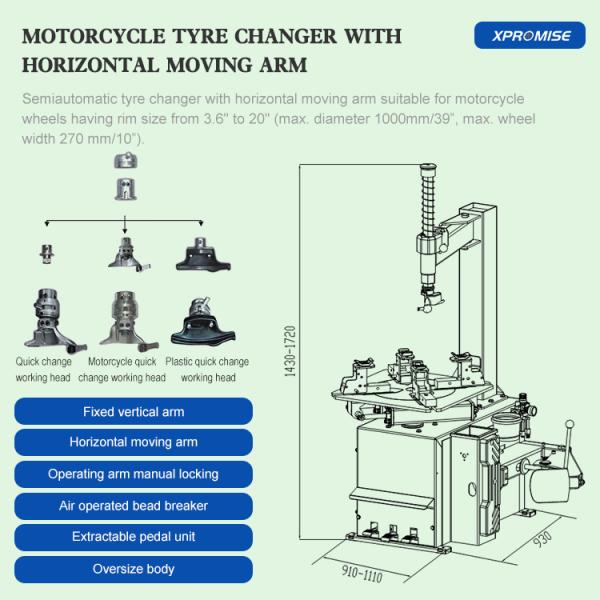 Bike Repair Tire Changer Machine 10 Bar 140 PSI Air Operated Bead Breaker