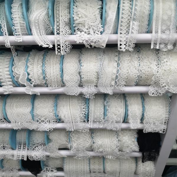 Wholesale Polyester French Elastic Stretch Jacquard White Eyelash Lace Trimming For Lingerie Bra