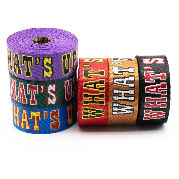 Low moq print polyester woven webbing sublimation custom lanyards jacquard nylon webbing for bag webbing strap