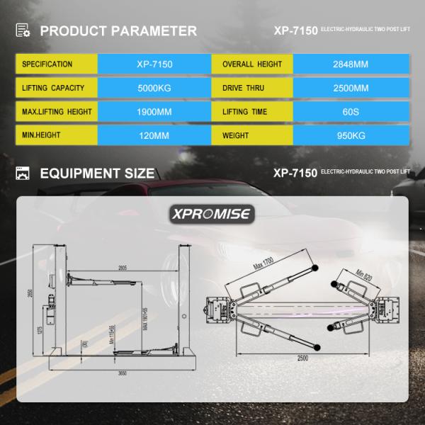 Electronic Car Two Post Lift Hydraulic Automatic Control Garage Lifting Equipment