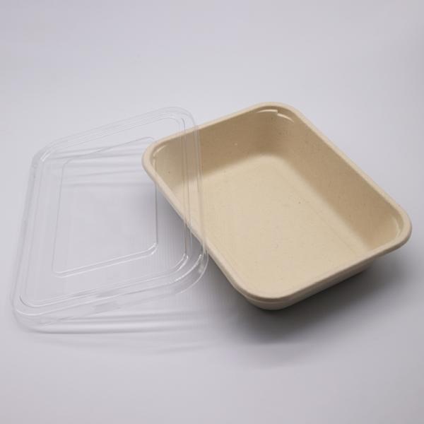 Bagasse Soup Disposable Takeaway Containers With Lid , 900ml Disposable Trays For Food