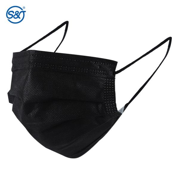 S&J CE EN14683 Good Quality Breathable Disposable Black Face Mask 3 ply Medical Surgical Mask Black