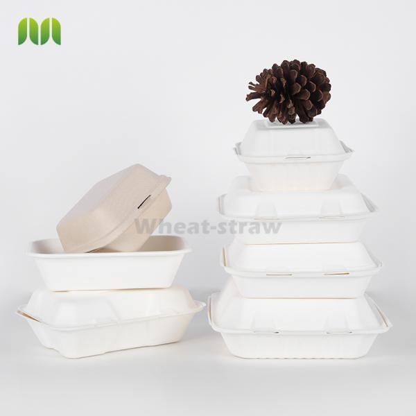 9*6 inch Bagasse Paper Takeaway Box , 1000ml Takeaway Packaging Container