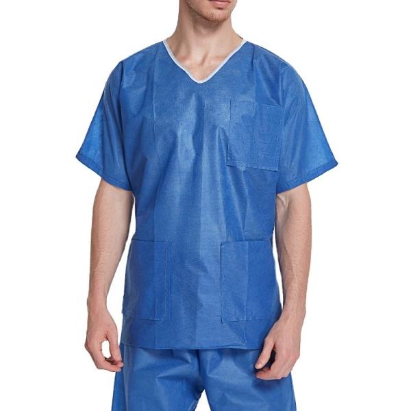 V Neck Disposable Nursing Scrubs Short Sleeves Disposable Scrubs Sets
