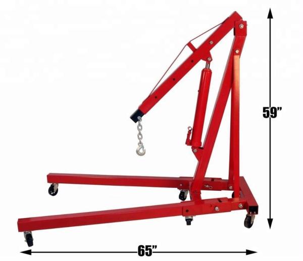 Manual Hydraulic Foldable Shop Crane , Lifting Arm Crane Compact Storage 2ton shop crane engin hoist mobile crane