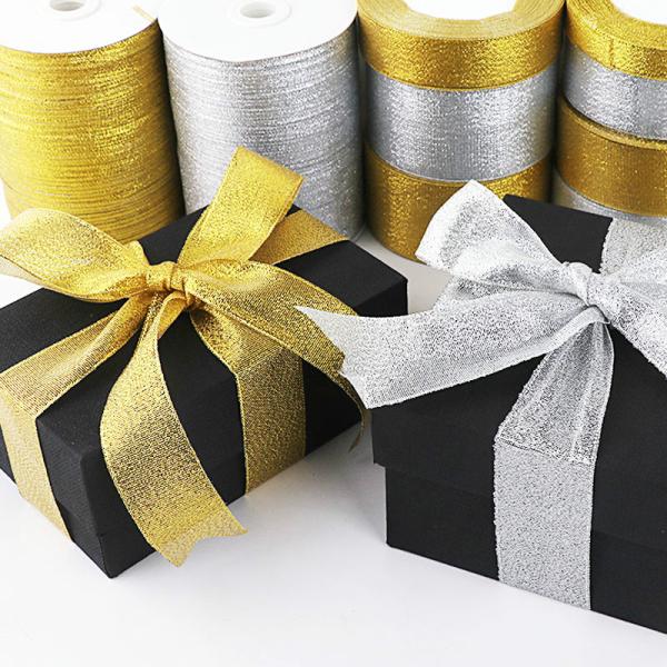 Wholesale High Quality 3/4 Gold And Silver Ribbon Glitter Grosgrain Ribbon Hair Bows