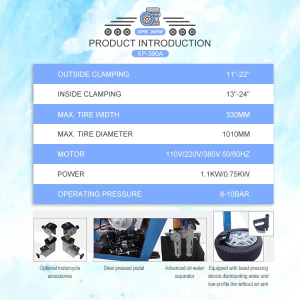 Automatic Car Tyre Changer 330mm Width 1010mm Diameter Wheel Changer