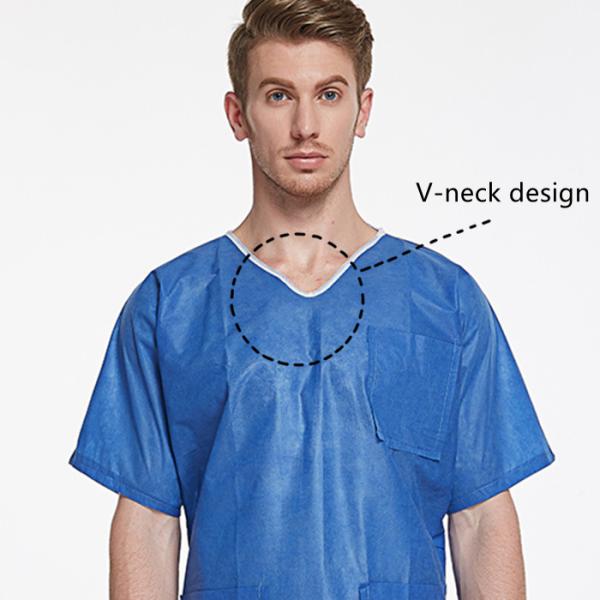 V Collar Short Sleeve Disposable Scrub Suit Unisex Hospital Scrub Suit